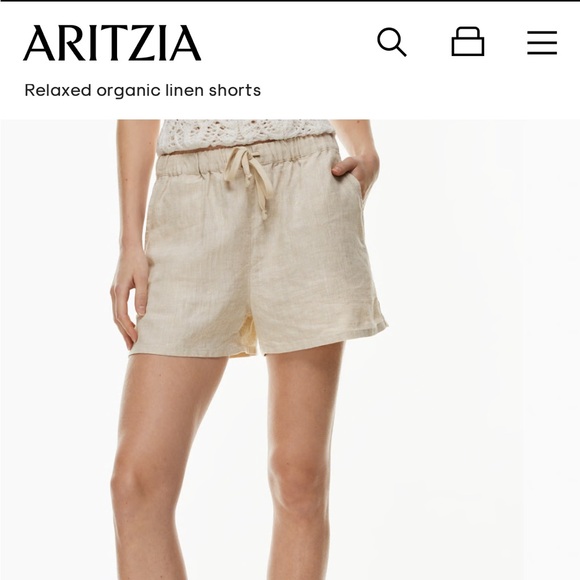 Sail linen little moon shorts from Aritzia in beige NWT SOLD OUT - Picture 2 of 6
